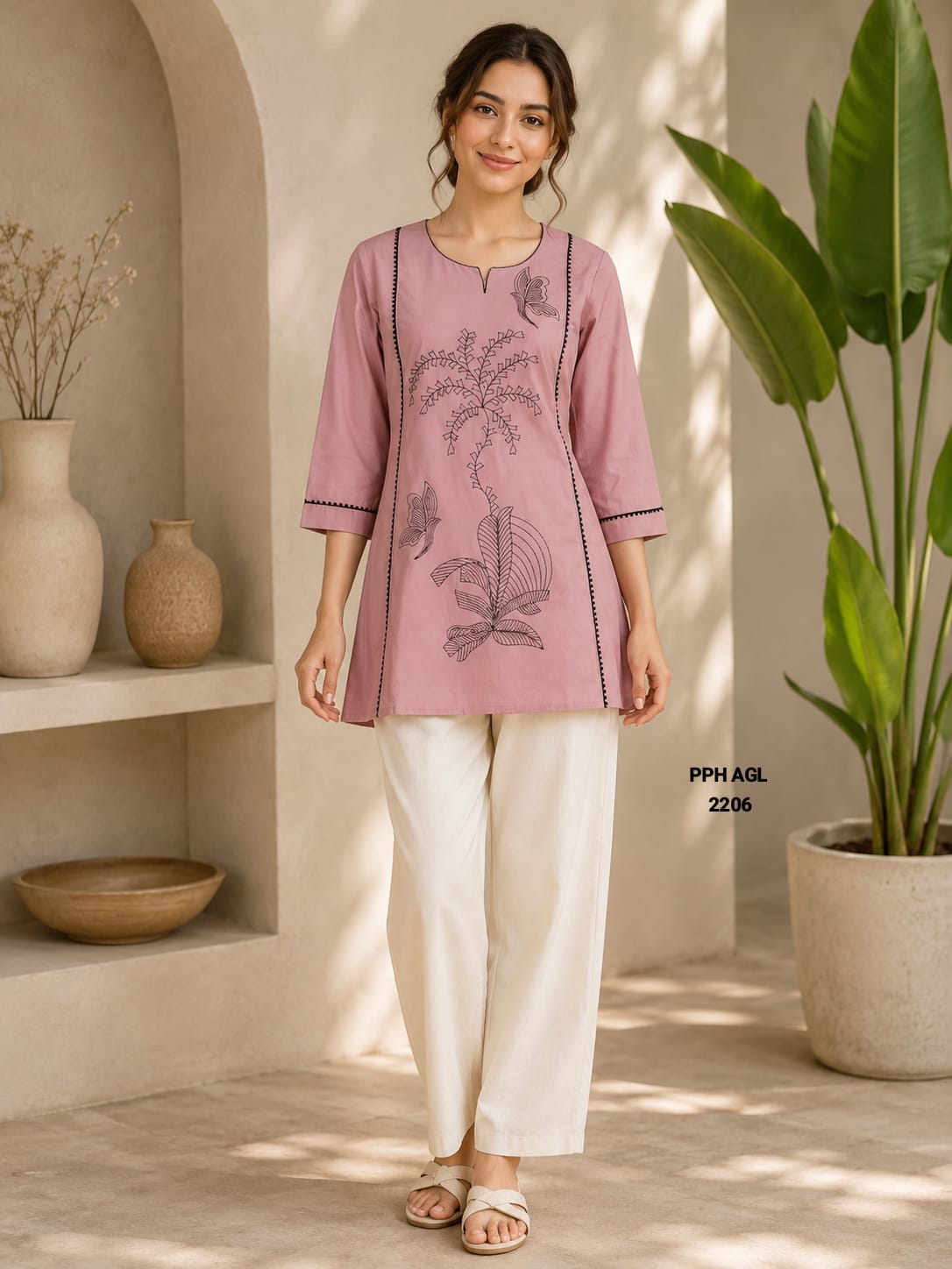 Handcrafted Dabu Print Cotton Kurti Pant Set